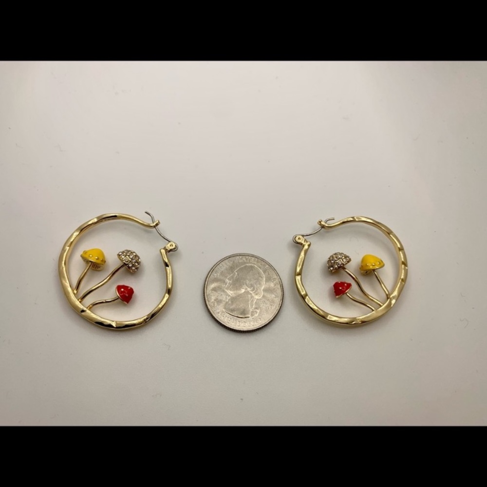 Brand New Gold Mushroom Necklace and Mushroom Hoop Earrings Gift for Girlfriend - Picture 8 of 10